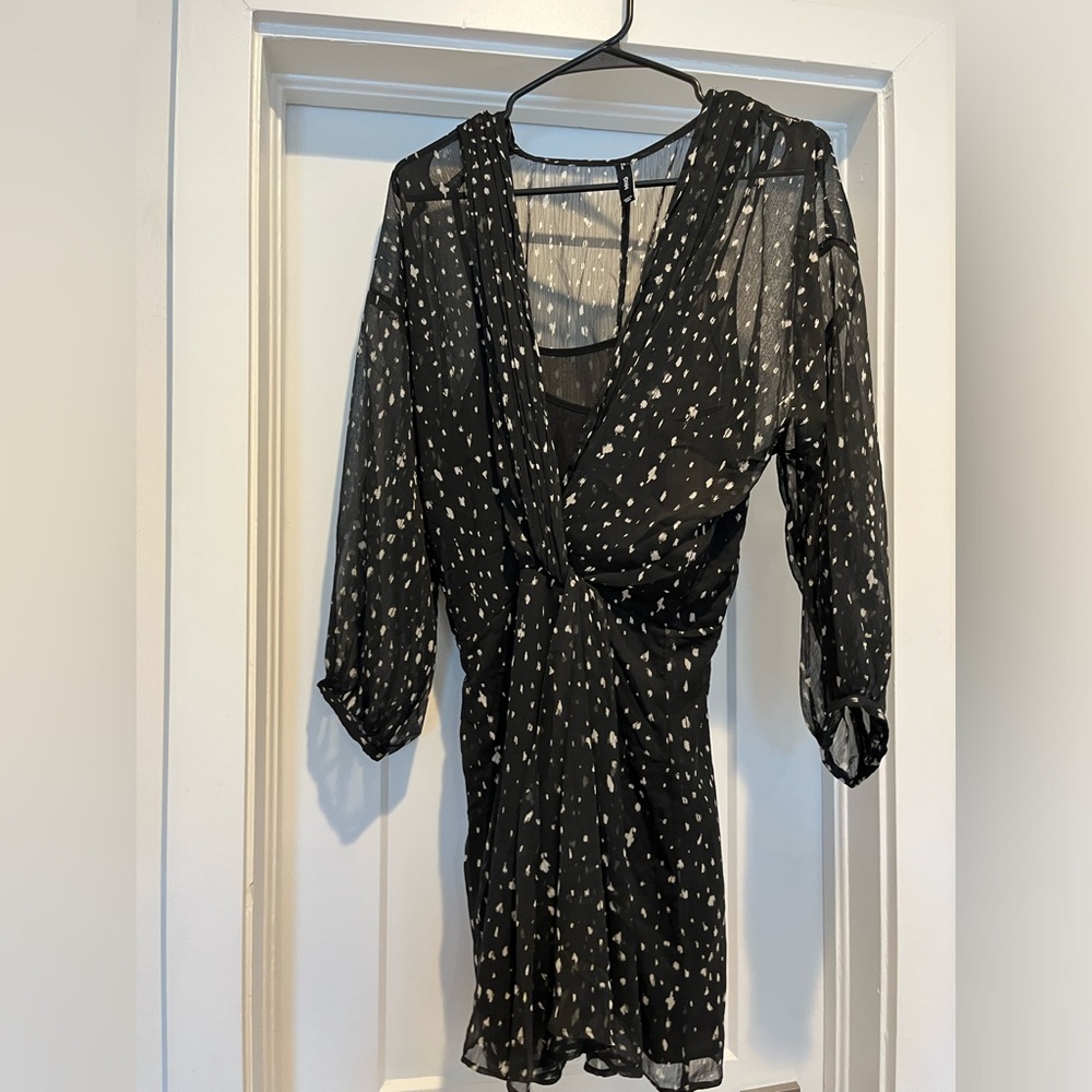 Black and White Long Sleeve Minidress